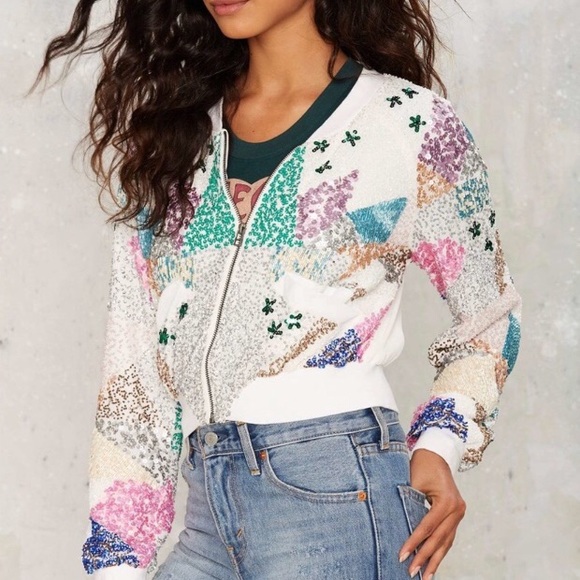 Nasty Gal Jackets & Blazers - Nasty Gal Bead You Now Bomber Jacket NWT